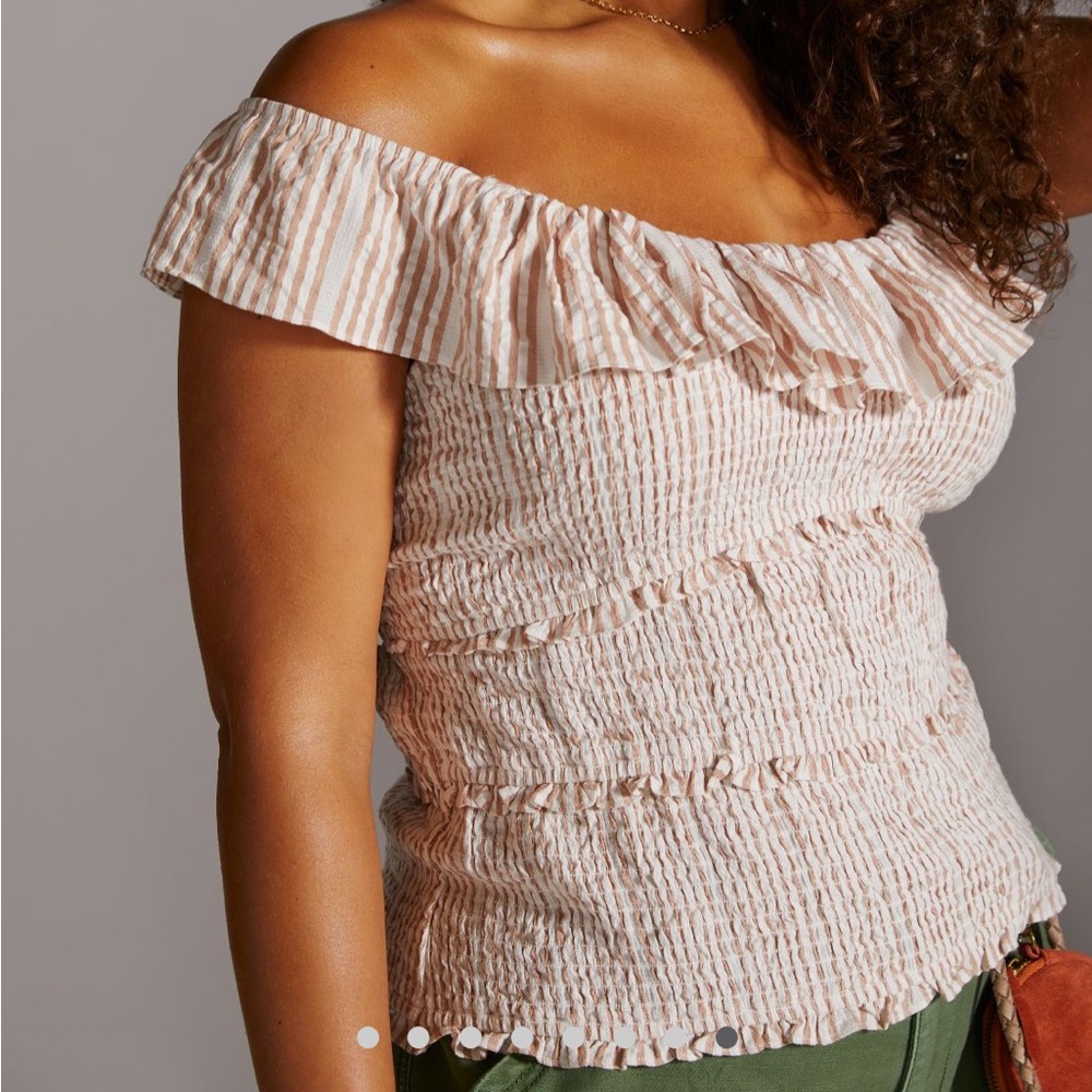 ✨ Anthropologie Ruffle Smocked Blouse Sz 1X - Picture 8 of 9
